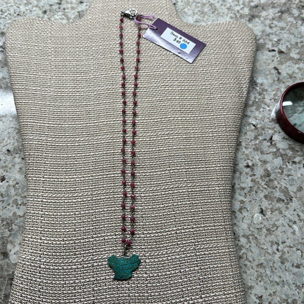 Handmade by Violette Grace Euro Travel Necklace Virgin Islands charm #664